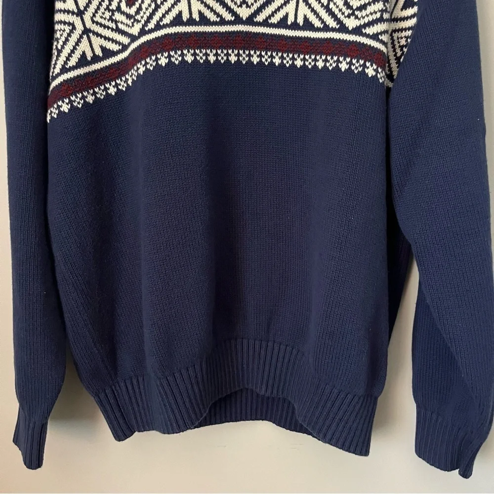 IZOD Navy Blue Fair Isle Quarter Zip Sweater Size Large